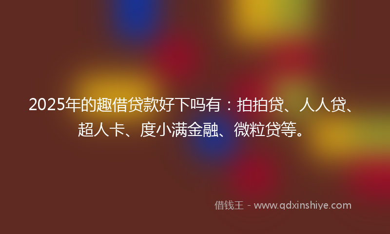 2025年的趣借贷款好下吗有：拍拍贷、人人贷、超人卡、度小满金融、微粒贷等。