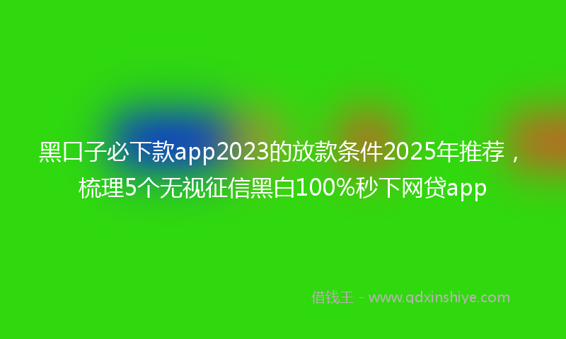 黑口子必下款app2023的放款条件2025年推荐，梳理5个无视征信黑白100%秒下网贷app