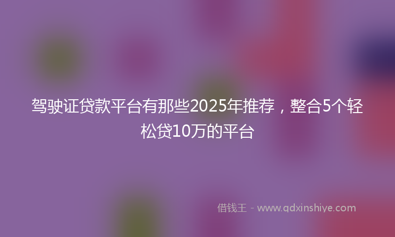 驾驶证贷款平台有那些2025年推荐，整合5个轻松贷10万的平台