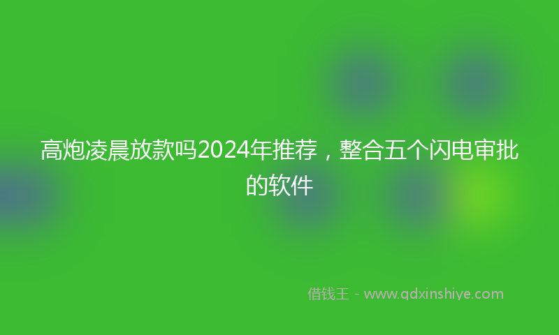 高炮凌晨放款吗2024年推荐，整合五个闪电审批的软件