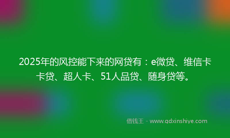 2025年的风控能下来的网贷有：e微贷、维信卡卡贷、超人卡、51人品贷、随身贷等。