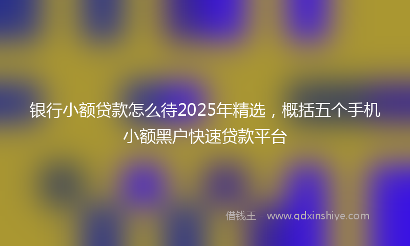 银行小额贷款怎么待2025年精选，概括五个手机小额黑户快速贷款平台