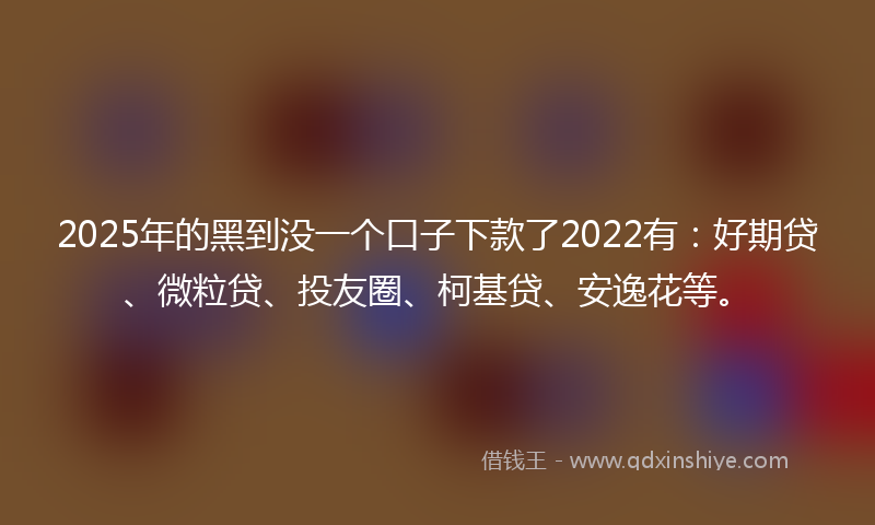 2025年的黑到没一个口子下款了2022有：好期贷、微粒贷、投友圈、柯基贷、安逸花等。