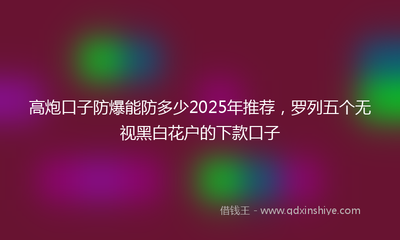 高炮口子防爆能防多少2025年推荐，罗列五个无视黑白花户的下款口子