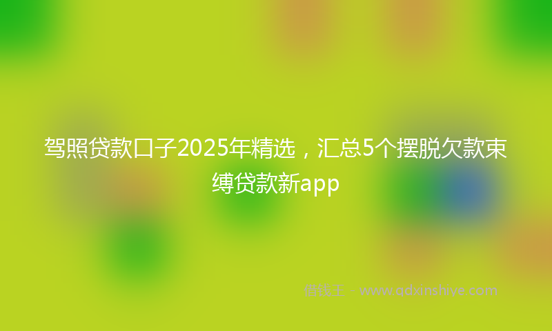 驾照贷款口子2025年精选，汇总5个摆脱欠款束缚贷款新app