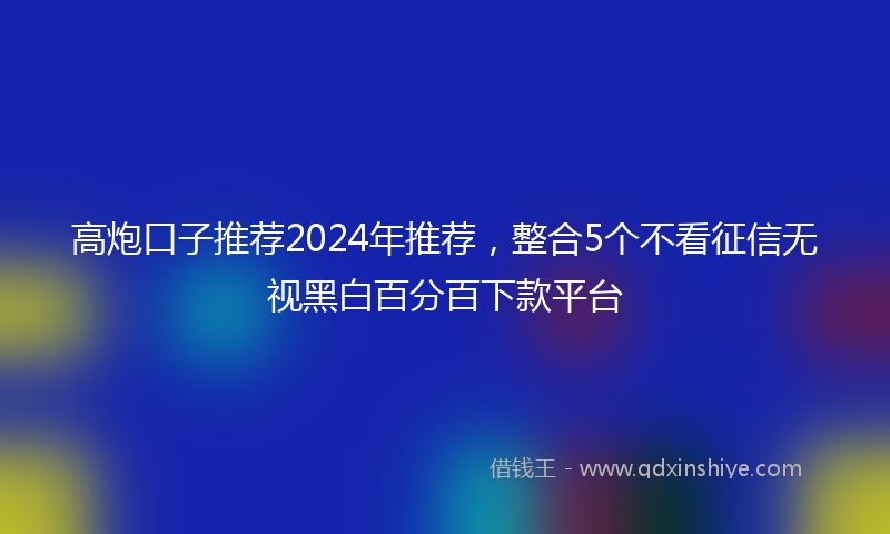高炮口子推荐2024年推荐，整合5个不看征信无视黑白百分百下款平台