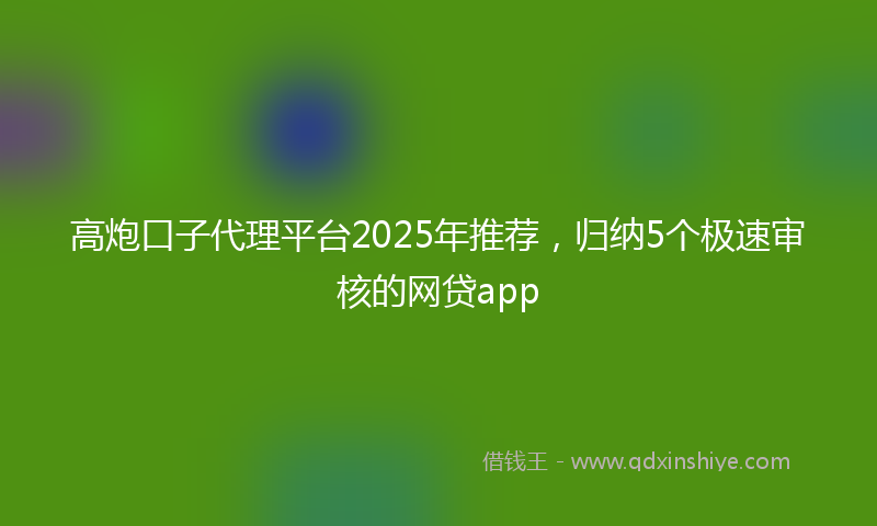 高炮口子代理平台2025年推荐，归纳5个极速审核的网贷app
