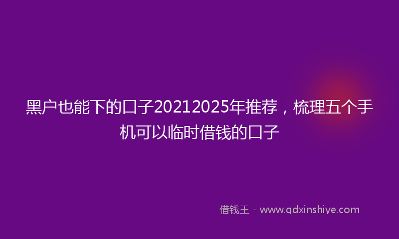 黑户也能下的口子20212025年推荐，梳理五个手机可以临时借钱的口子