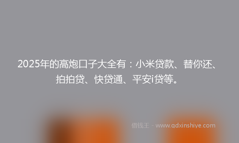 2025年的高炮口子大全有：小米贷款、替你还、拍拍贷、快贷通、平安i贷等。