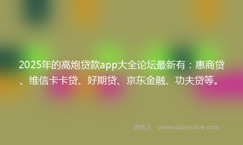 2025年的高炮贷款app大全论坛最新有：惠商贷、维信卡卡贷、好期贷、京东金融、功夫贷等。