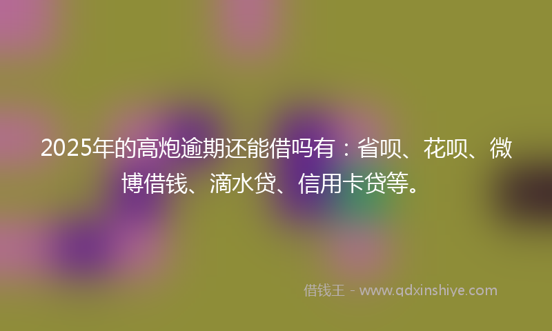 2025年的高炮逾期还能借吗有：省呗、花呗、微博借钱、滴水贷、信用卡贷等。