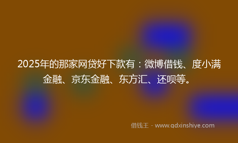 2025年的那家网贷好下款有：微博借钱、度小满金融、京东金融、东方汇、还呗等。