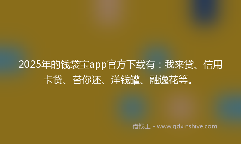 2025年的钱袋宝app官方下载有：我来贷、信用卡贷、替你还、洋钱罐、融逸花等。