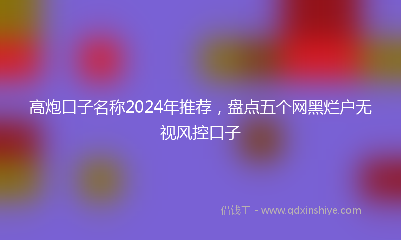 高炮口子名称2024年推荐，盘点五个网黑烂户无视风控口子