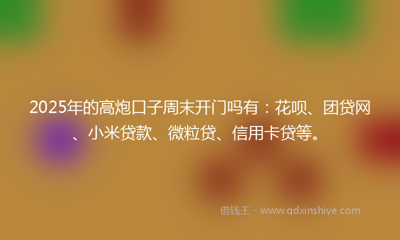 2025年的高炮口子周末开门吗有：花呗、团贷网、小米贷款、微粒贷、信用卡贷等。