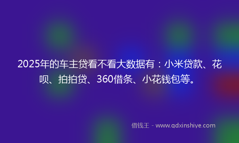 2025年的车主贷看不看大数据有：小米贷款、花呗、拍拍贷、360借条、小花钱包等。
