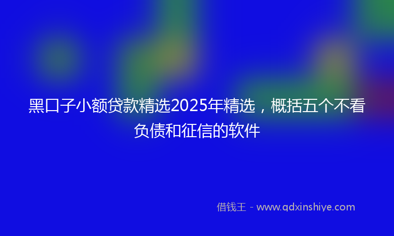 黑口子小额贷款精选2025年精选，概括五个不看负债和征信的软件