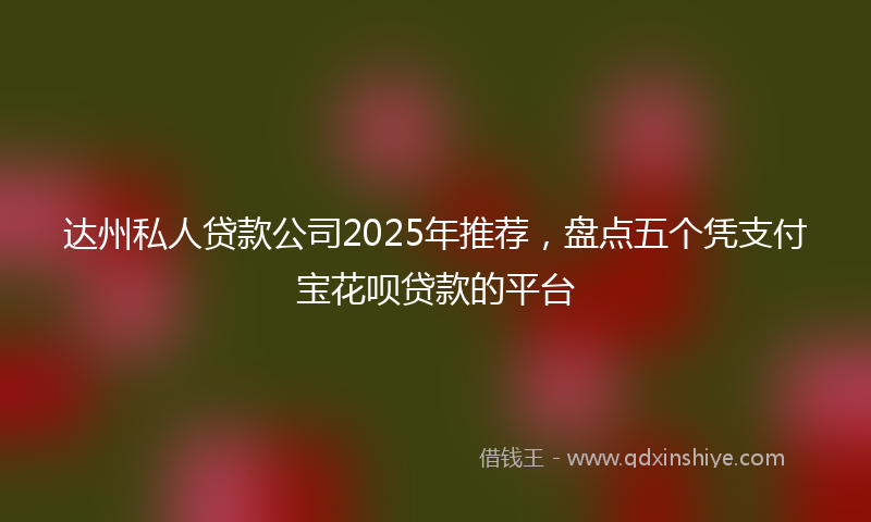 达州私人贷款公司2025年推荐，盘点五个凭支付宝花呗贷款的平台