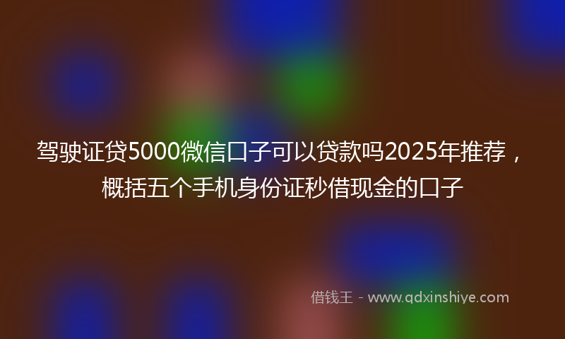 驾驶证贷5000微信口子可以贷款吗2025年推荐，概括五个手机身份证秒借现金的口子