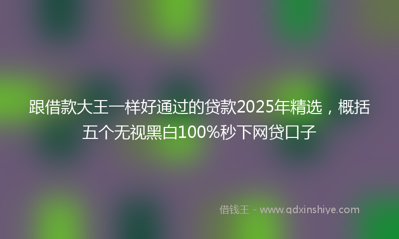 跟借款大王一样好通过的贷款2025年精选，概括五个无视黑白100%秒下网贷口子