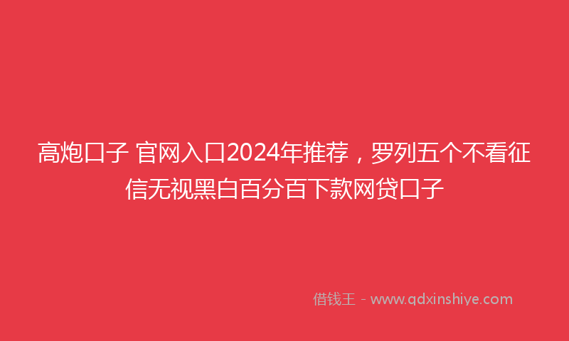 高炮口子 官网入口2024年推荐，罗列五个不看征信无视黑白百分百下款网贷口子
