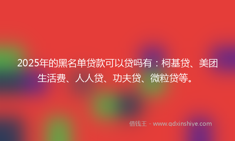 2025年的黑名单贷款可以贷吗有：柯基贷、美团生活费、人人贷、功夫贷、微粒贷等。