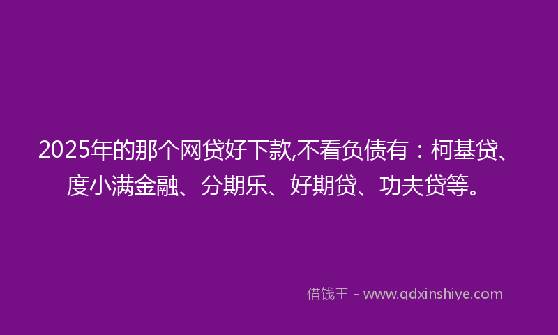 2025年的那个网贷好下款,不看负债有：柯基贷、度小满金融、分期乐、好期贷、功夫贷等。