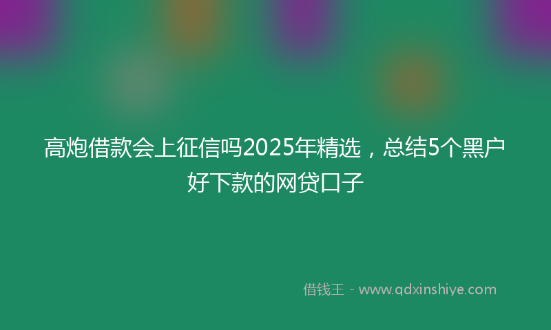 高炮借款会上征信吗2025年精选，总结5个黑户好下款的网贷口子