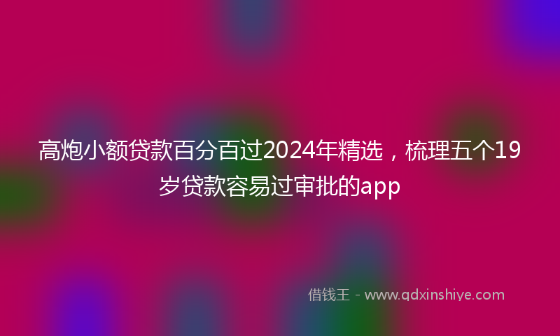 高炮小额贷款百分百过2024年精选，梳理五个19岁贷款容易过审批的app