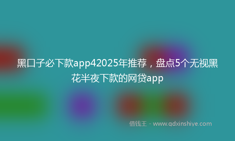 黑口子必下款app42025年推荐，盘点5个无视黑花半夜下款的网贷app