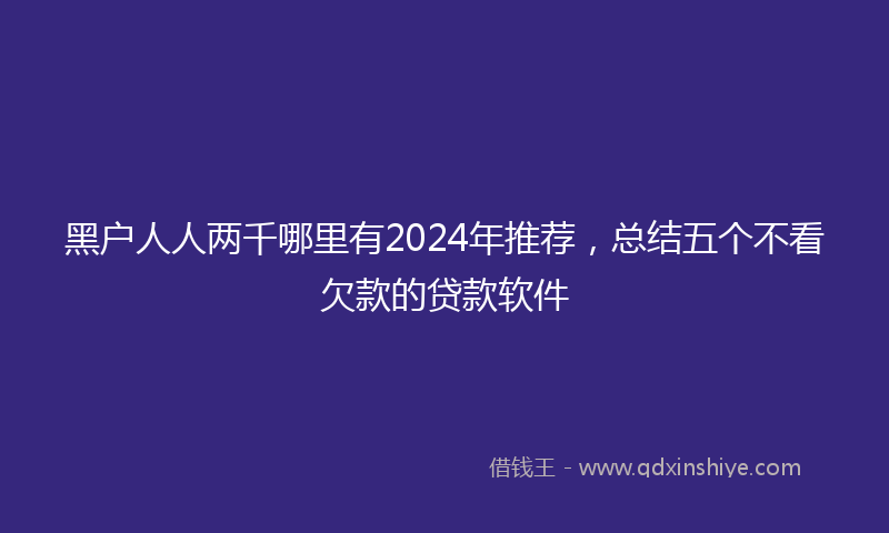 黑户人人两千哪里有2024年推荐，总结五个不看欠款的贷款软件