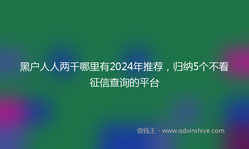 黑户人人两千哪里有2024年推荐，归纳5个不看征信查询的平台