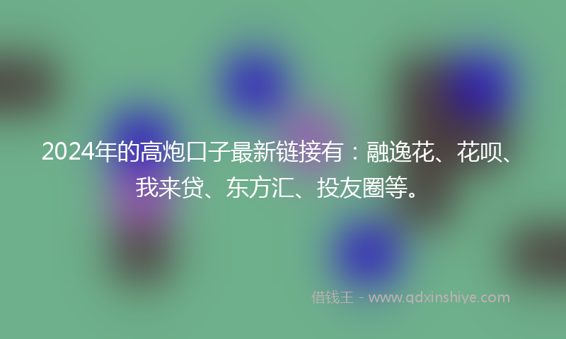 2024年的高炮口子最新链接有：融逸花、花呗、我来贷、东方汇、投友圈等。
