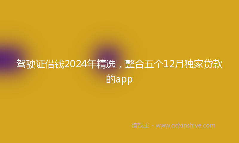 驾驶证借钱2024年精选，整合五个12月独家贷款的app