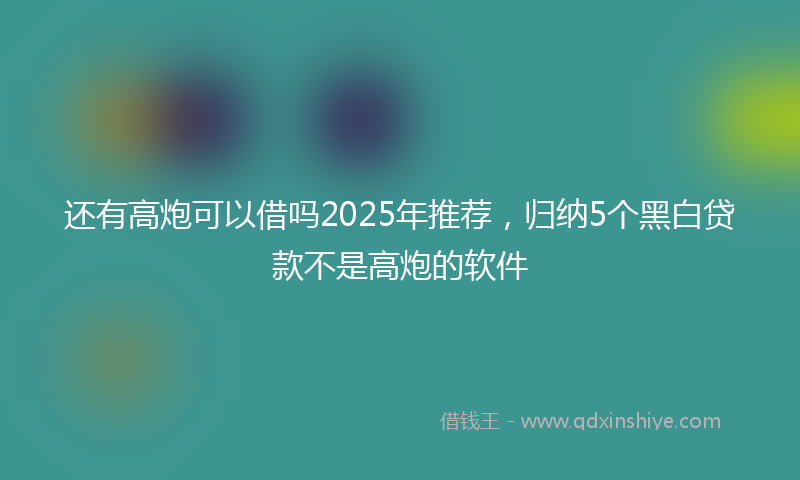 还有高炮可以借吗2025年推荐，归纳5个黑白贷款不是高炮的软件