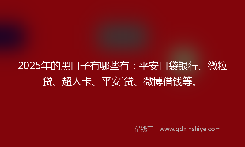 2025年的黑口子有哪些有：平安口袋银行、微粒贷、超人卡、平安i贷、微博借钱等。