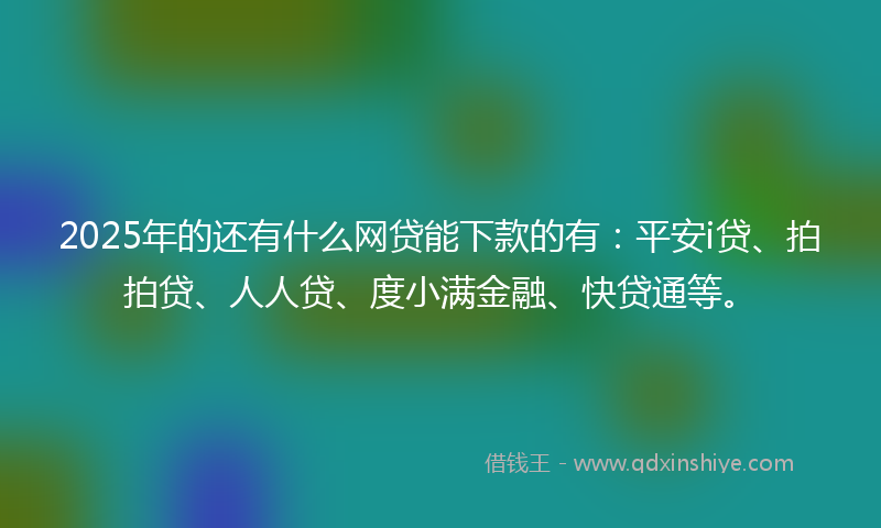 2025年的还有什么网贷能下款的有：平安i贷、拍拍贷、人人贷、度小满金融、快贷通等。
