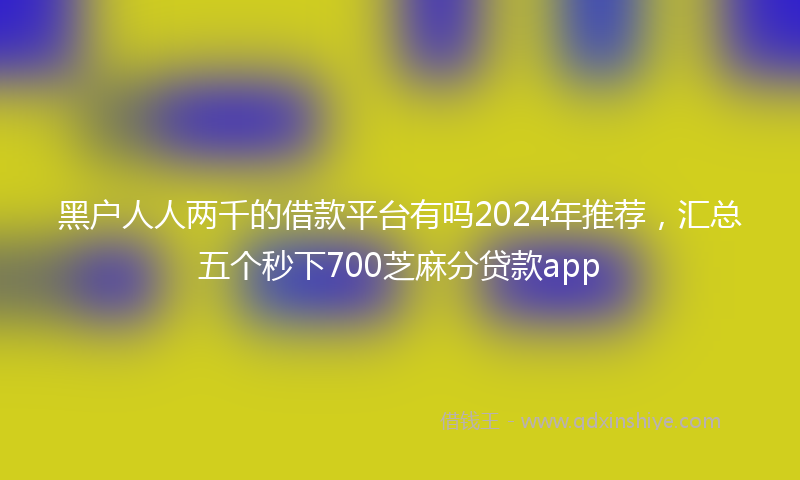 黑户人人两千的借款平台有吗2024年推荐，汇总五个秒下700芝麻分贷款app