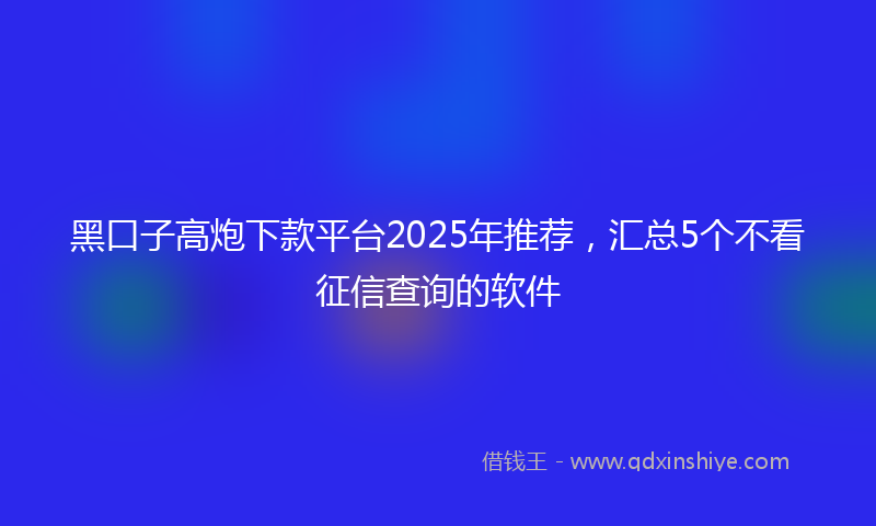 黑口子高炮下款平台2025年推荐，汇总5个不看征信查询的软件
