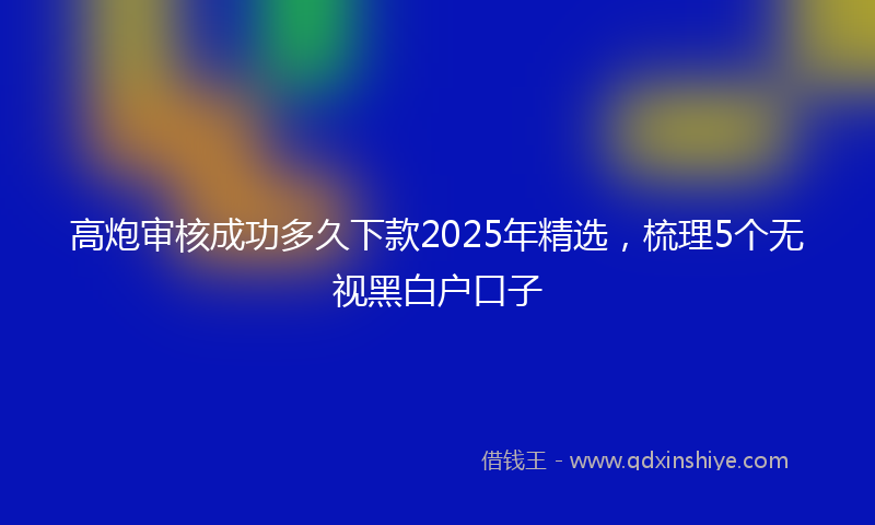 高炮审核成功多久下款2025年精选，梳理5个无视黑白户口子