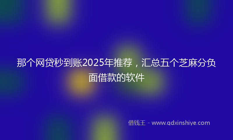 那个网贷秒到账2025年推荐，汇总五个芝麻分负面借款的软件