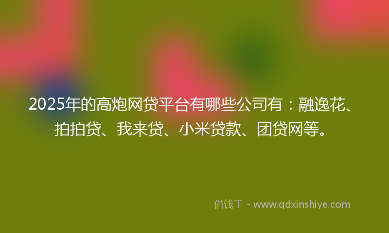 2025年的高炮网贷平台有哪些公司有：融逸花、拍拍贷、我来贷、小米贷款、团贷网等。