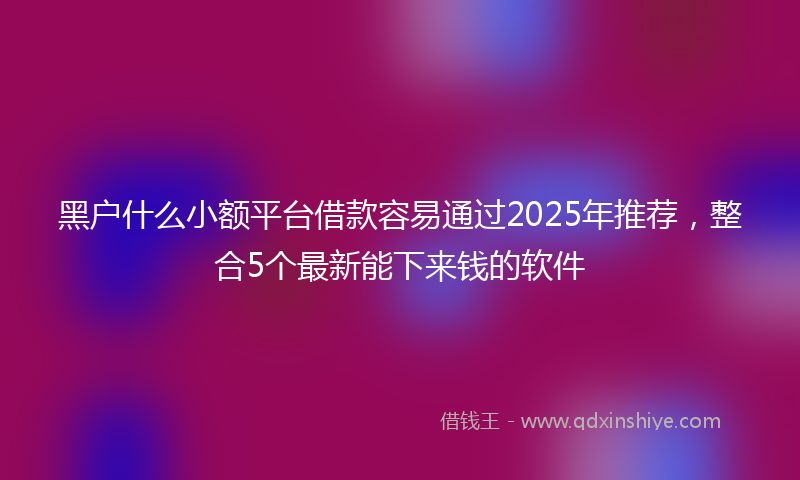 黑户什么小额平台借款容易通过2025年推荐，整合5个最新能下来钱的软件