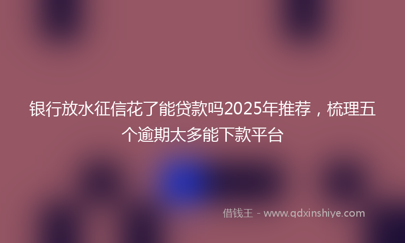 银行放水征信花了能贷款吗2025年推荐，梳理五个逾期太多能下款平台