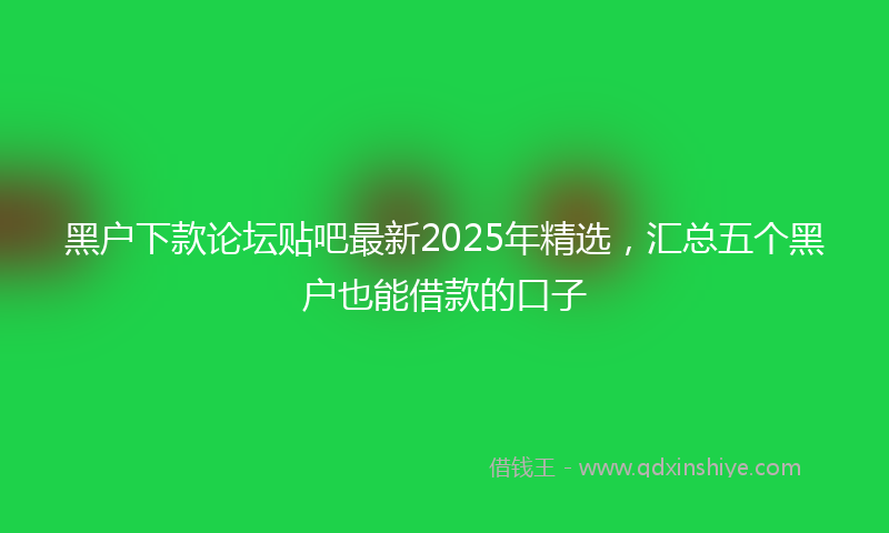 黑户下款论坛贴吧最新2025年精选，汇总五个黑户也能借款的口子