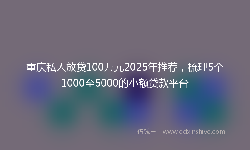 重庆私人放贷100万元2025年推荐，梳理5个1000至5000的小额贷款平台