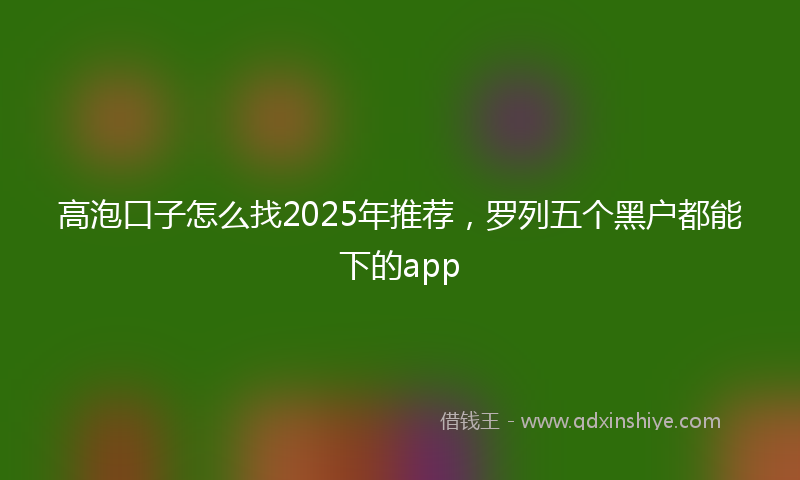 高泡口子怎么找2025年推荐，罗列五个黑户都能下的app