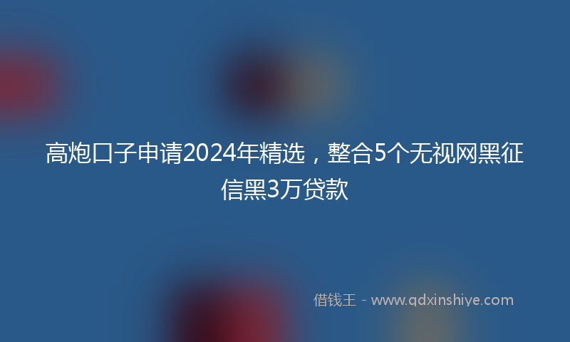 高炮口子申请2024年精选，整合5个无视网黑征信黑3万贷款