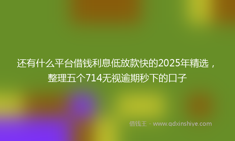还有什么平台借钱利息低放款快的2025年精选，整理五个714无视逾期秒下的口子