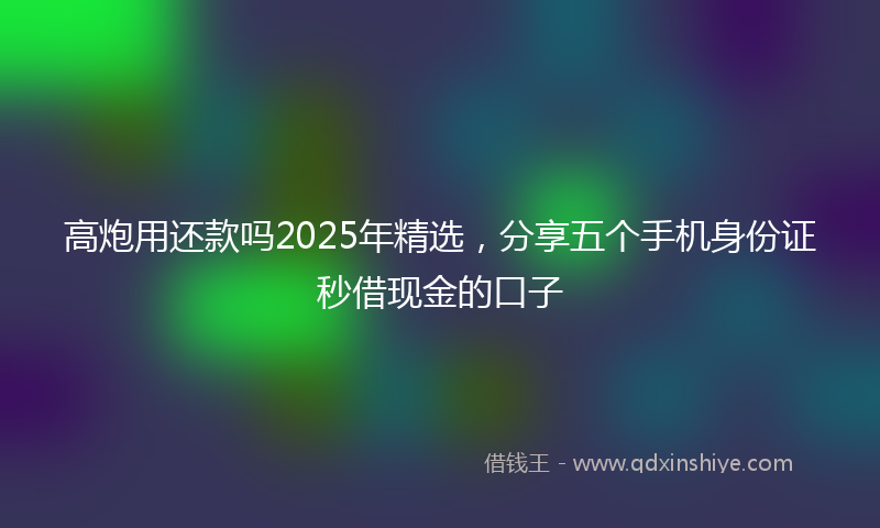 高炮用还款吗2025年精选，分享五个手机身份证秒借现金的口子